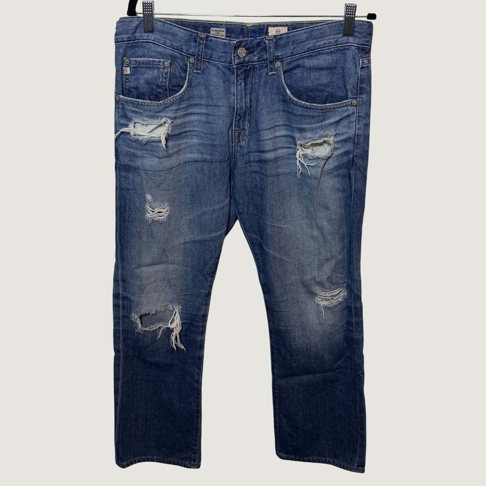 AG Adriano Goldschmied Ex-Boyfriend Crop Jeans Womens 29 Blue Distressed Denim